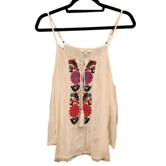 LF Tops - NWOT LF Boutique Off-Shoulder Floral Tie-Front Flowing Top